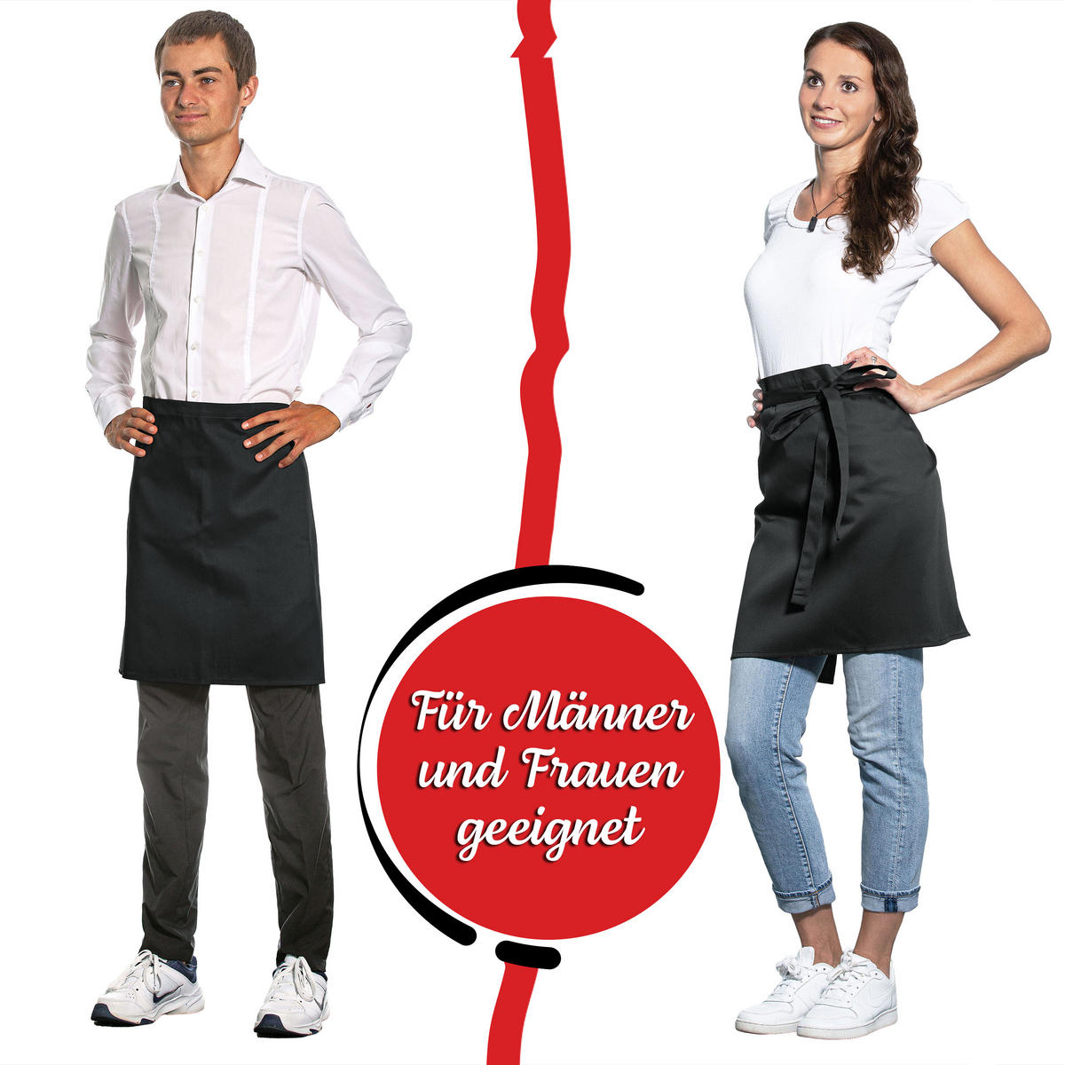 SCHÜRZE , Einheitsgröße, 65% Polyester, 35% Baumwolle, Schwarz - Schwarz, Textil (50/80cm) - Zollner