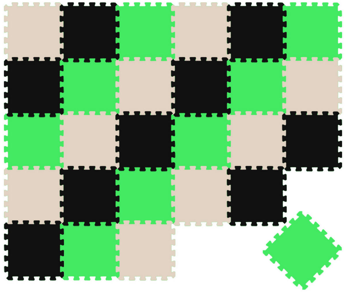 SPIELMATTE ab Null - 270/90 cm Puzzlematte Schwarz - Multicolor, Kunststoff (30/30cm) - Littletom