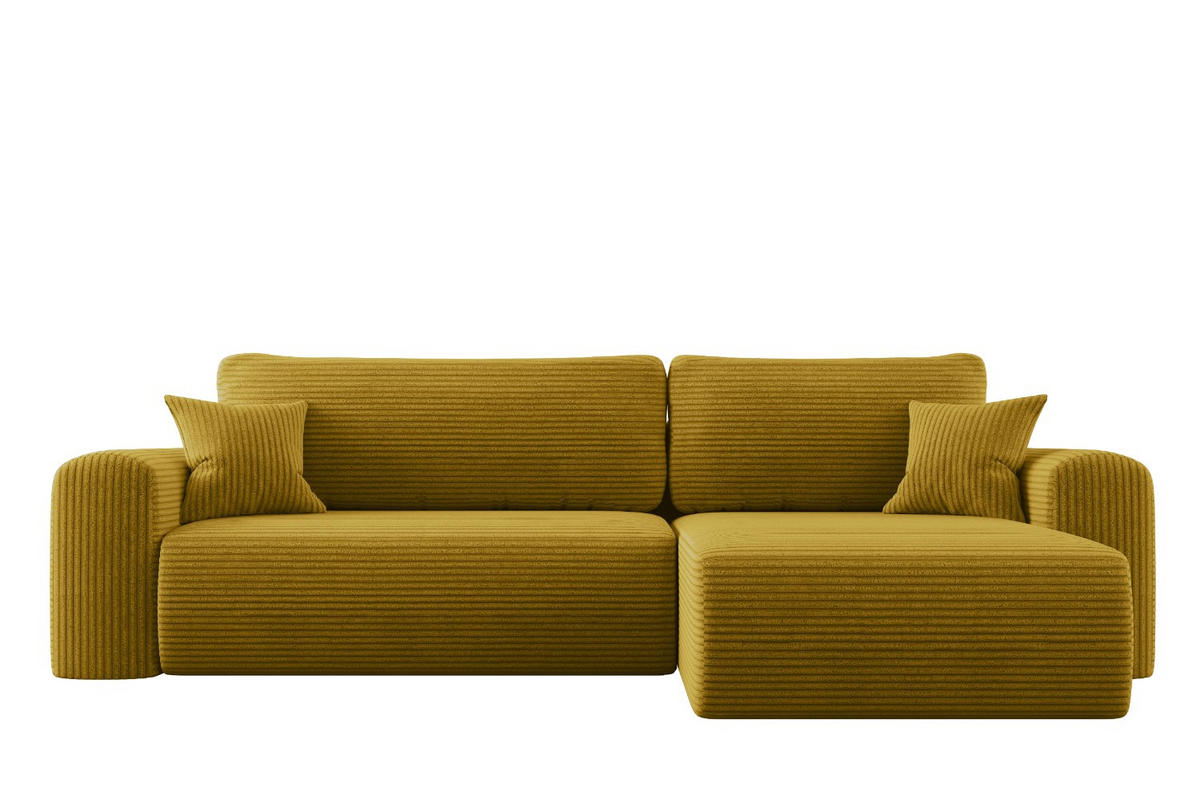 ECKSOFA Mit Schlaffunktion und Stauraum für Bettzeug Capri Stoff Poso Gelb Rechts - Gelb, Holz/Textil (272/145cm) - Kaiser Möbel