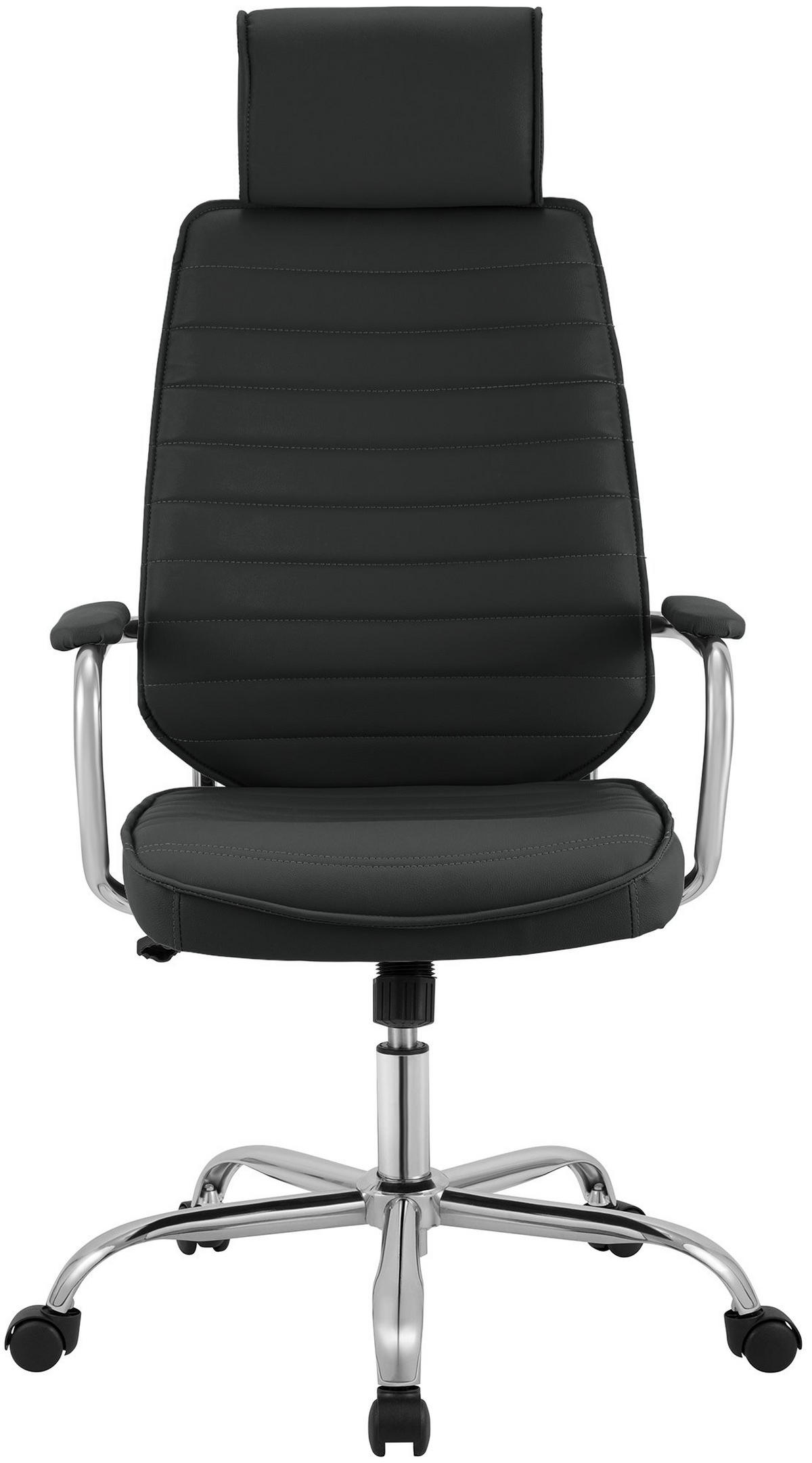 CHEFSESSEL Lederlook Schwarz - Chromfarben/Schwarz, Textil/Metall (60/117/67cm) - CLP