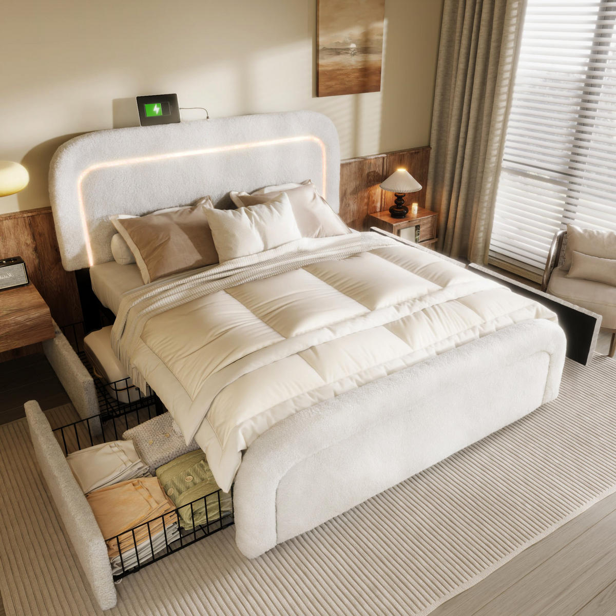 TEENAGERBETT 140/200 cm DE-00296, in Weiß, 4 Schubladen - Weiß, Holz (140/200cm) - ComfortXL