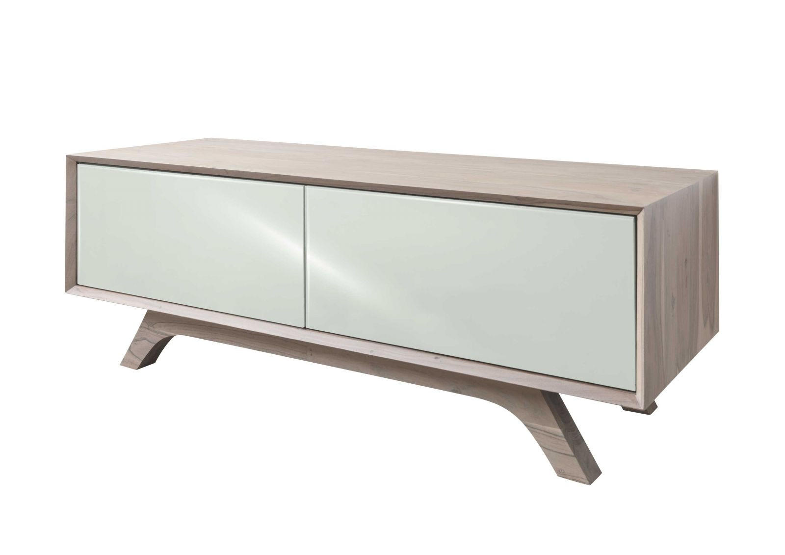 TV-BOARD Akazie 125x45x45 braun-weiß lackiert TROMSO #107 - Weiß, Holz (125/45/45cm) - Massivmoebel24