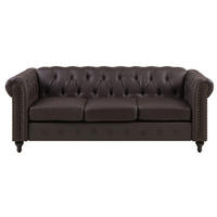 3-SITZER-SOFA Kunstleder Braun Chesterfield - Dunkelbraun, Kunststoff/Textil (208/78/88cm) - Beliani