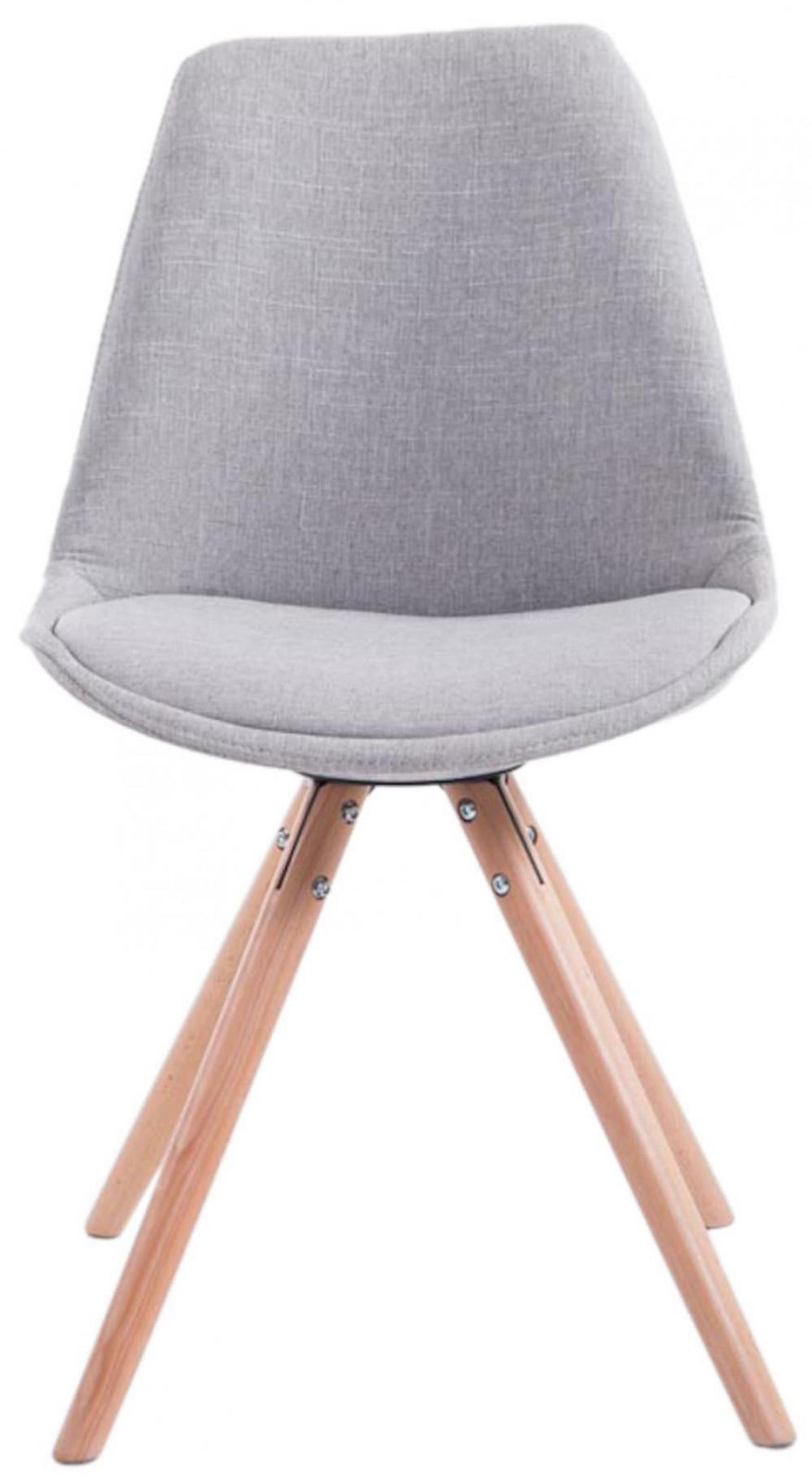 STUHL 4er Set Stoff grau - Eukalyptusholzfarben/Grau, Holz/Textil (48/84/56cm) - CLP