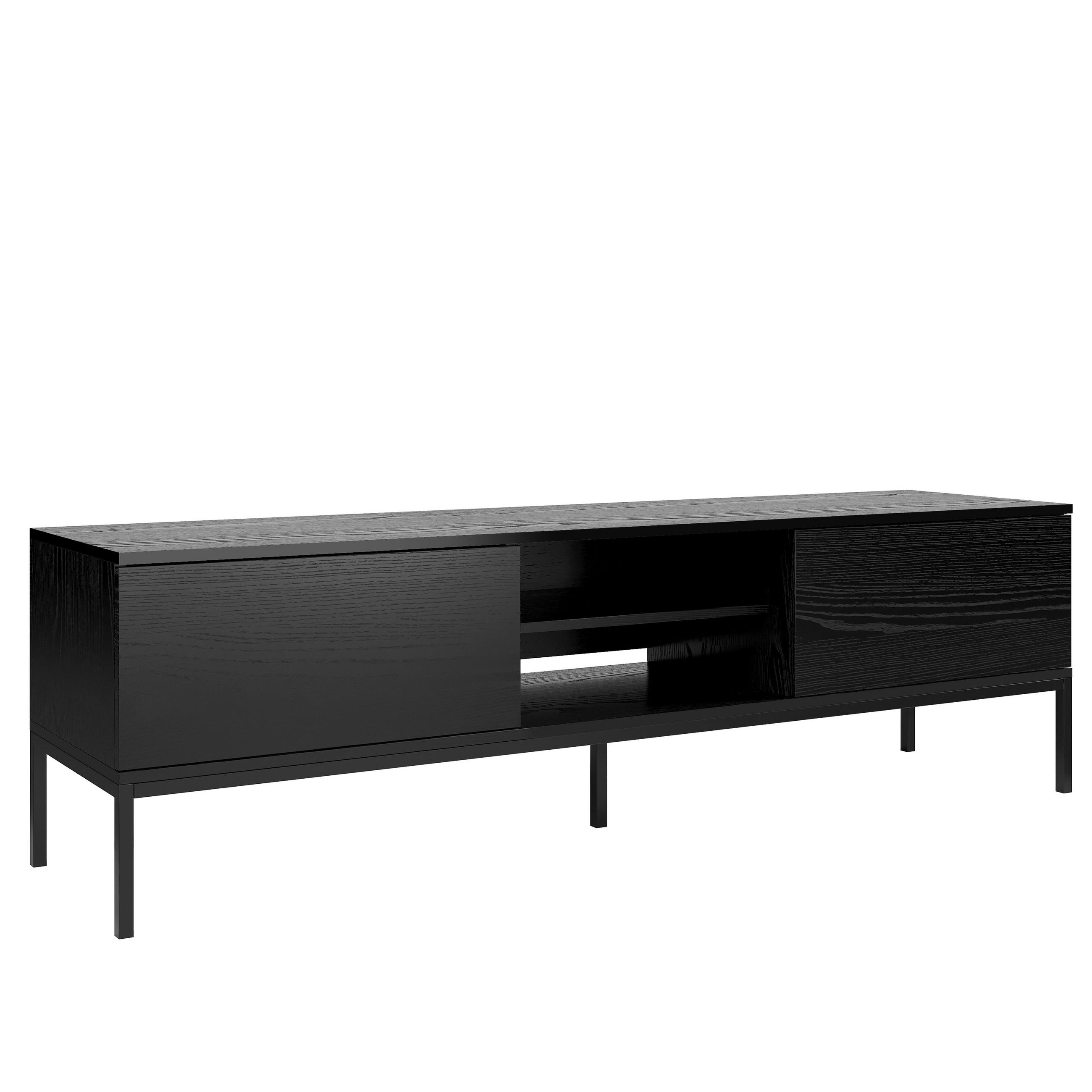 TV-SCHRANK Induro Schwarz, TV-Tisch mit Schubladen - Schwarz, Holzwerkstoff/Metall (170/49/41cm) - Bettso