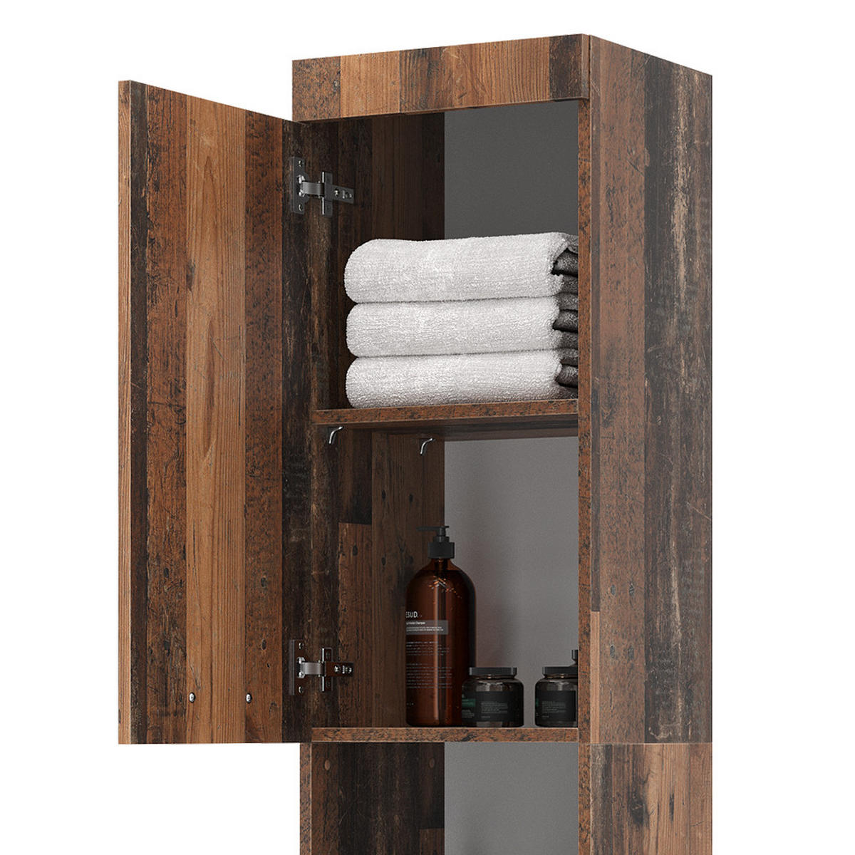 BADSCHRANK Luna Oldstyle 37 x 190 cm - Braun, Holzwerkstoff (37/190/32.6cm) - Vicco