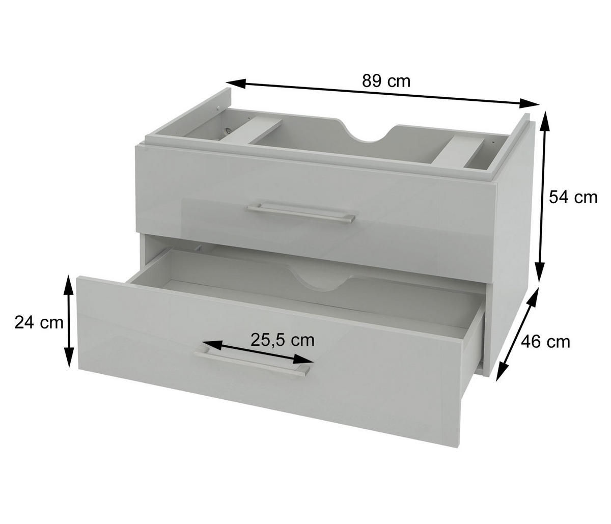 PREMIUM WASCHBECKENUNTERSCHRANK Grau - Grau, Holz (89/54/46cm) - Jamb