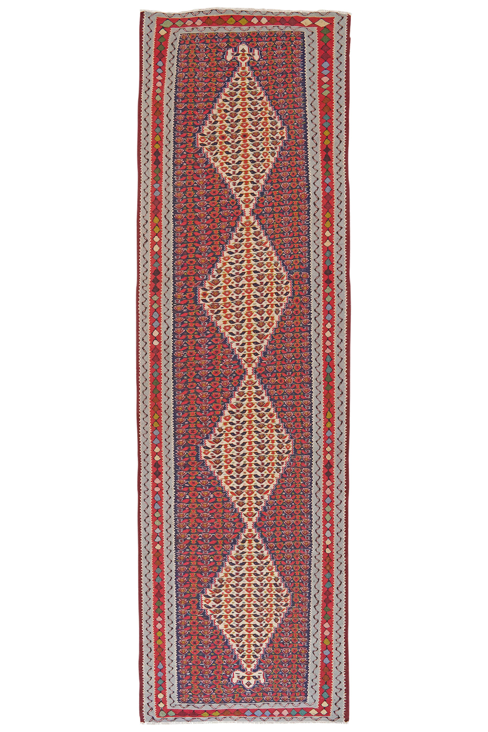 LÄUFER Kelim Senneh Blau 312/89 cm Schurwolle - Blau, Textil (89/312cm) - Looma