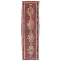 LÄUFER Kelim Senneh Blau 312/89 cm Schurwolle - Blau, Textil (89/312cm) - Looma