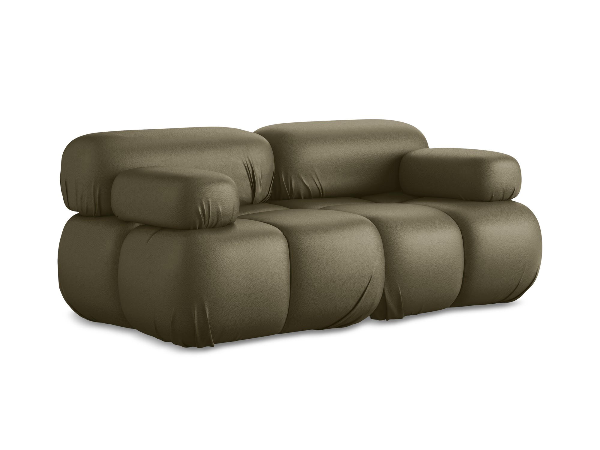 2-SITZER-SOFA Kunstleder Grün - Schwarz/Olivgrün, Leder/Kunststoff (190/70/96cm) - Makamii