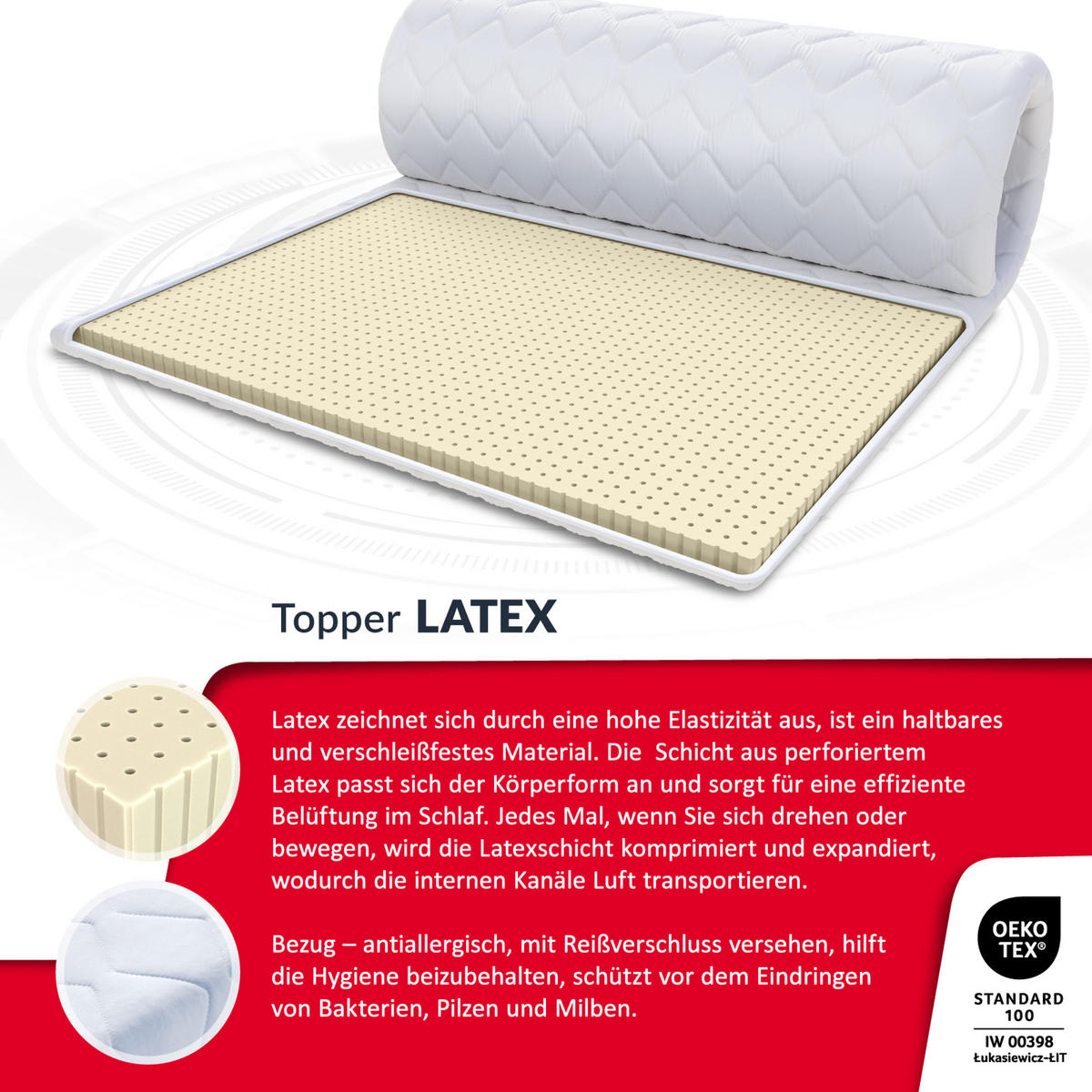 TOPPER Latex 2 - Weiß, Textil (200/200cm) - FDM