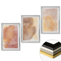 WANDBILDER 3er Set - 40x60 cm Silberner Rahmen - Warme, farbenfrohe Aquarelltexturen - Silberfarben, Kunststoff (40/60cm) - ArtPrintCave