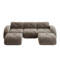 WOHNLANDSCHAFT Braun 281/171/76 cm 3-Sitzer mit 2 Hockern - Taupe, Textil (281/76/171cm) - PANGIVO