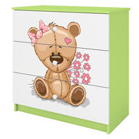 KOMMODE Babydreams Teddybär Blumen 81/81/41 - Grün, Holzwerkstoff (81/81/41cm) - RAUMHIRSCH FURNITURE