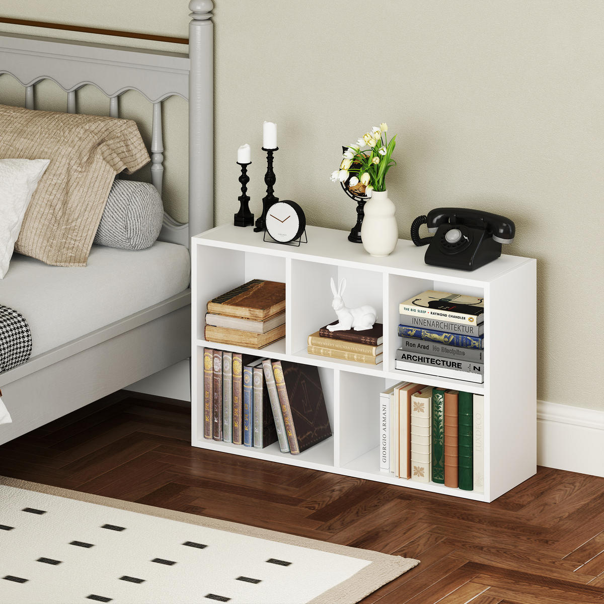 BÜCHERREGAL, Standregal mit 5 Ebenen, Aufbewahrungsregal, für Wohnzimmer - Weiß, Karton (24/80/50cm) - HOMCOM
