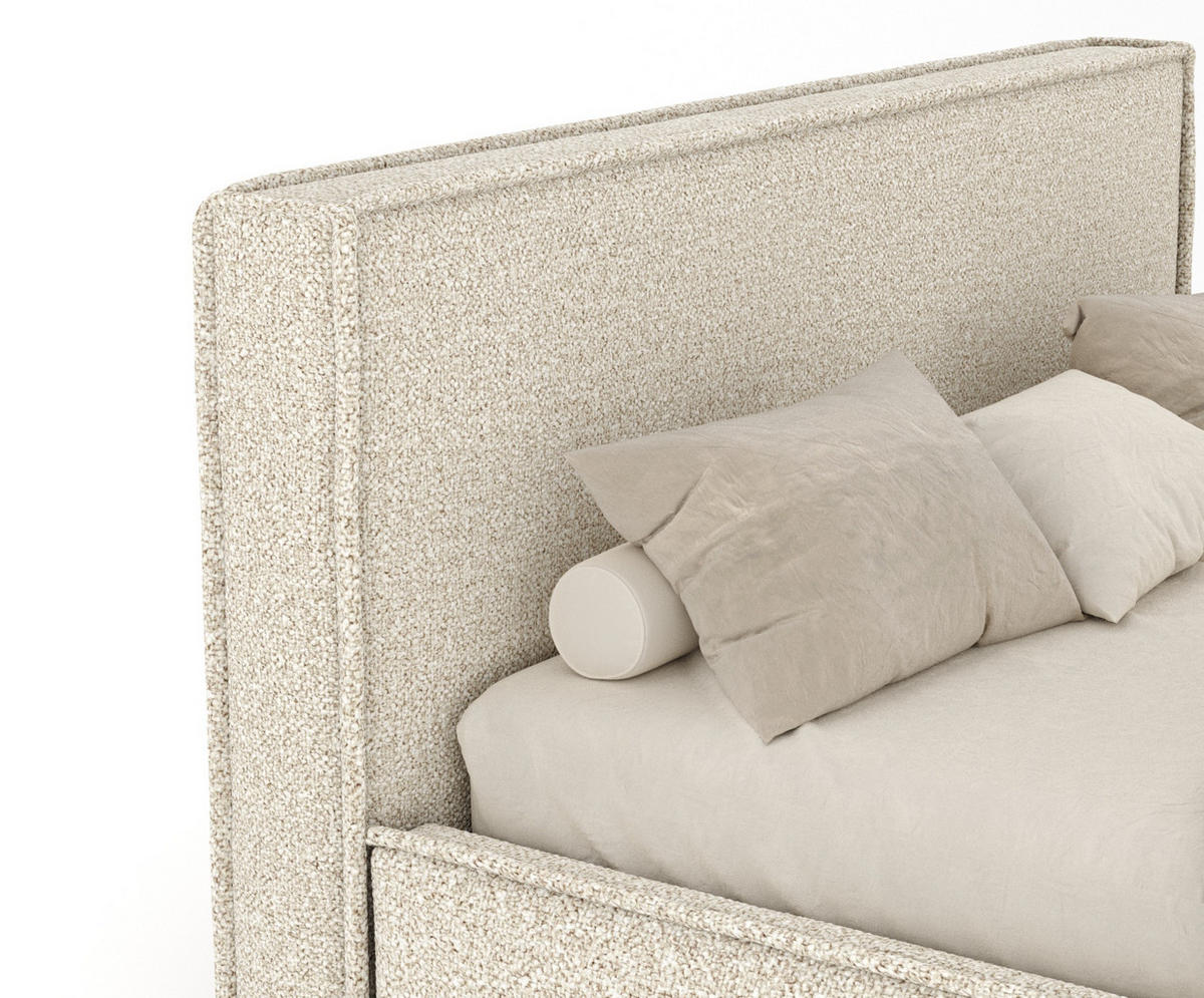 POLSTERBETT Lounge Beige 120/200 cm im Plüschstoff - Beige/Naturfarben, Holz/Holzwerkstoff (120/200cm) - Maison de Reve