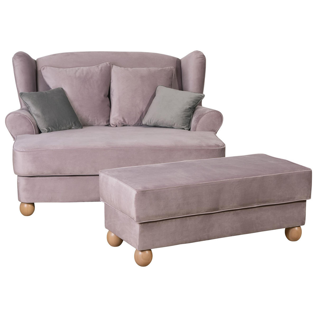 SESSEL XXL inkl. Kissen Katiga Samtvelours rosé - Rosa, Kunststoff (114/102/154cm) - 58aufmkessel