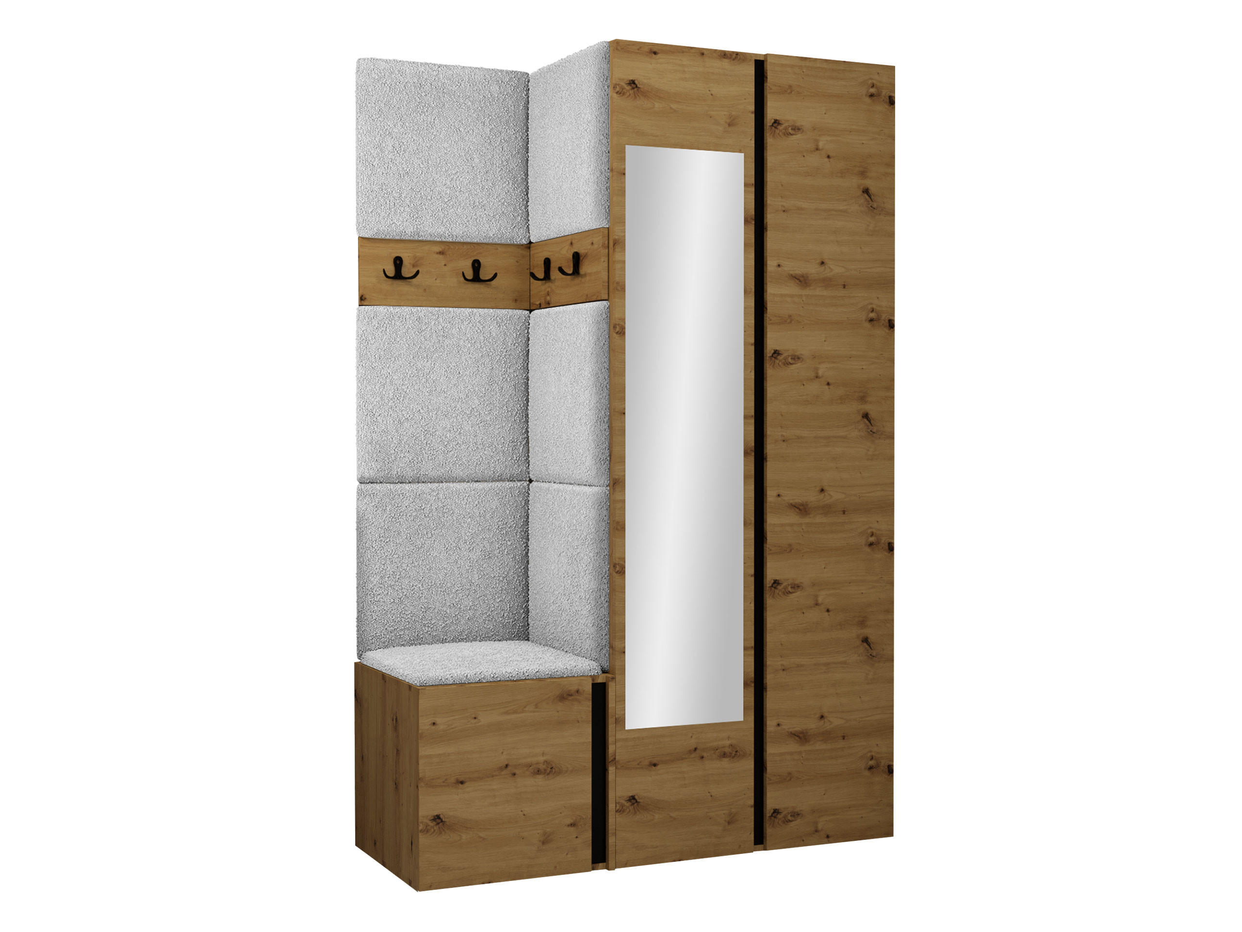 GARDEROBEN-SET Orion XXVI - Hellgrau/Eiche Artisan, Holzwerkstoff/Kunststoff (116/186/46cm) - MIRJAN24