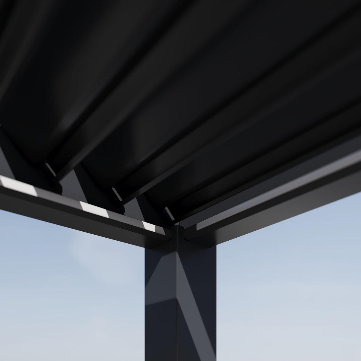 PERGOLA Deluxe Plus Elektrisch Pavillon Terrassenüberdachung Alu LED 4 x 6 m - Anthrazit, Metall (400/255/600cm) - WEIDE