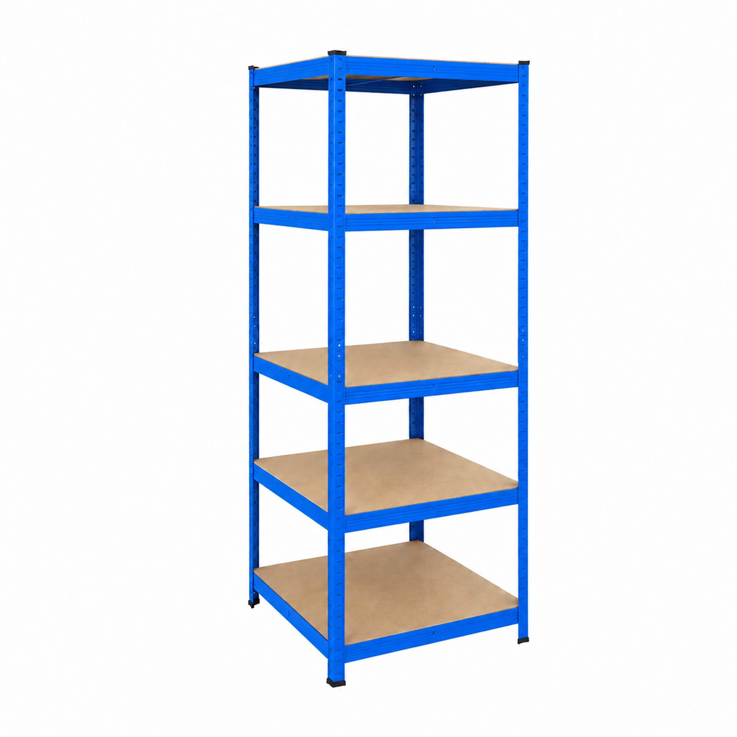 SCHWERLASTREGAL Blau 5 Böden Stahl MDF 200x80x60 cm - Multicolor, Holzwerkstoff/Kunststoff (80/200/60cm) - Relaxdays