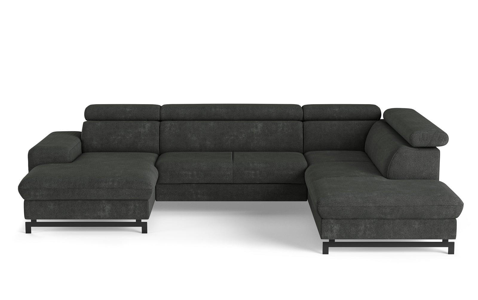 WOHNLANDSCHAFT mit Schlaffunktion und Bettkasten, Orlando-Stoff - Dunkelgrau/Schwarz, Kunststoff/Textil (215/81/328cm) - Cotta