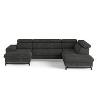 WOHNLANDSCHAFT mit Schlaffunktion und Bettkasten, Orlando-Stoff - Dunkelgrau/Schwarz, Kunststoff/Textil (215/81/328cm) - Cotta