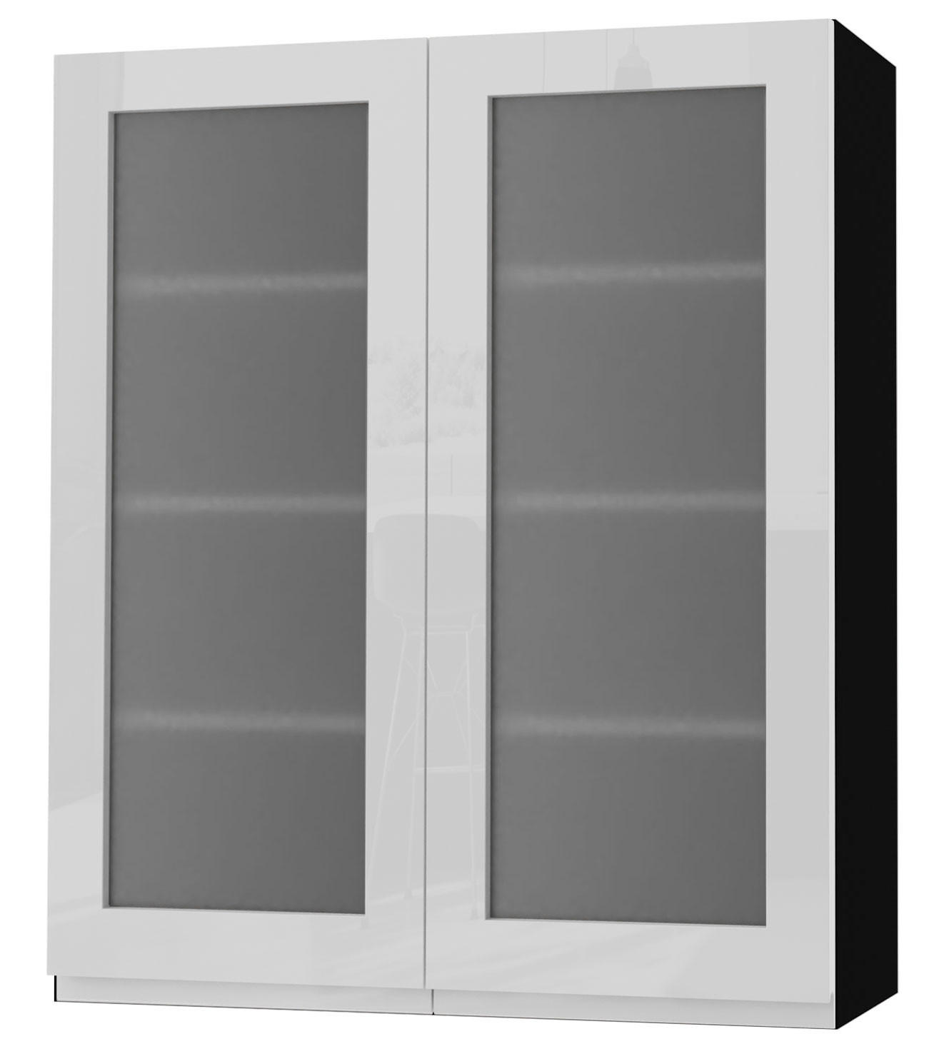 HÄNGESCHRANK Florence W4S/80 Schwarz / RAL 9003 signalweiß HG 80 / 32,5 / 96cm - Weiß Hochglanz/Schwarz, Holz/Holzwerkstoff (80/96/32.5cm) - Feldmann-Wohnen