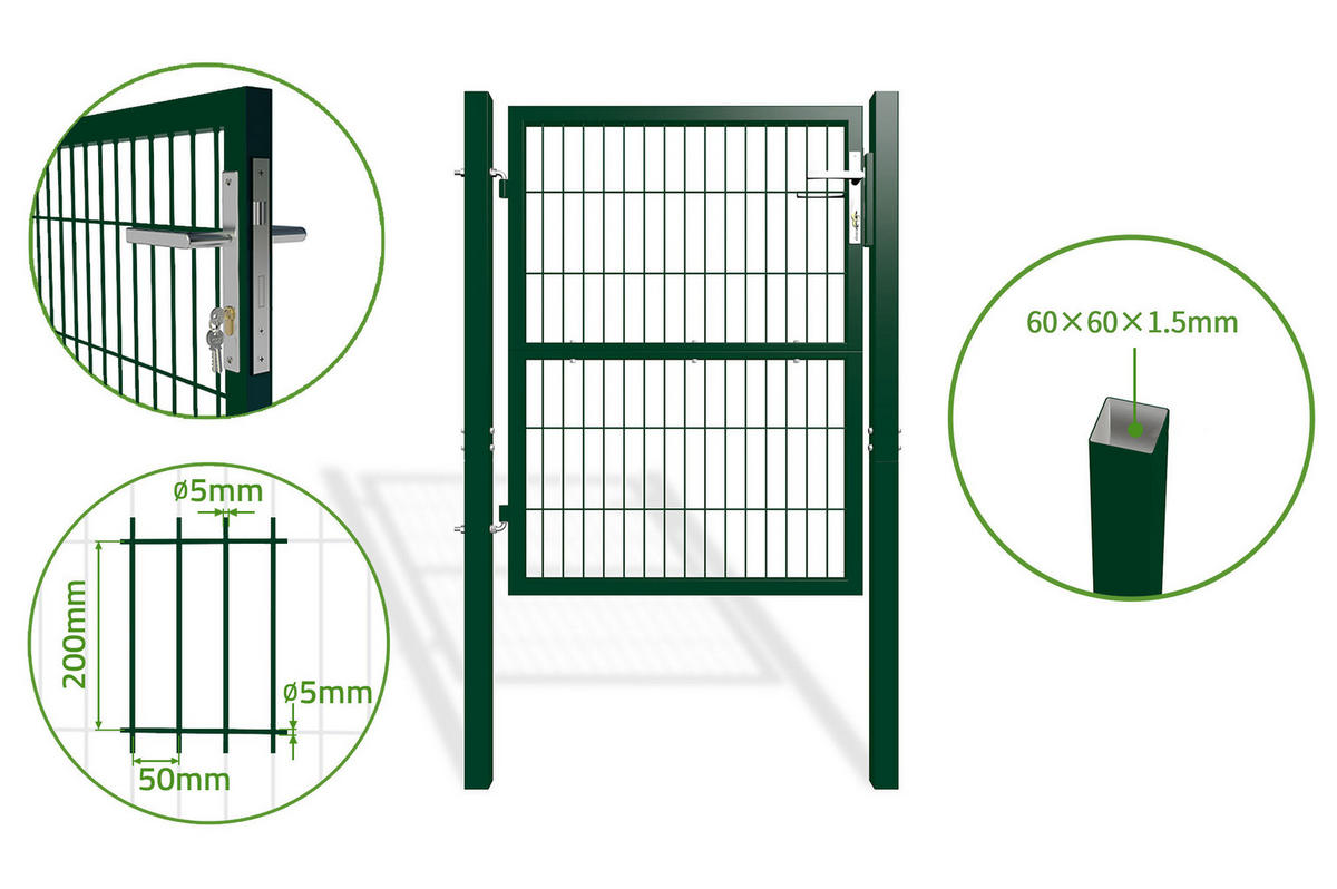GITTERTOR Razo grün 1m H.120cm Metall - Grün, Metall (106/126cm) - Casanoov