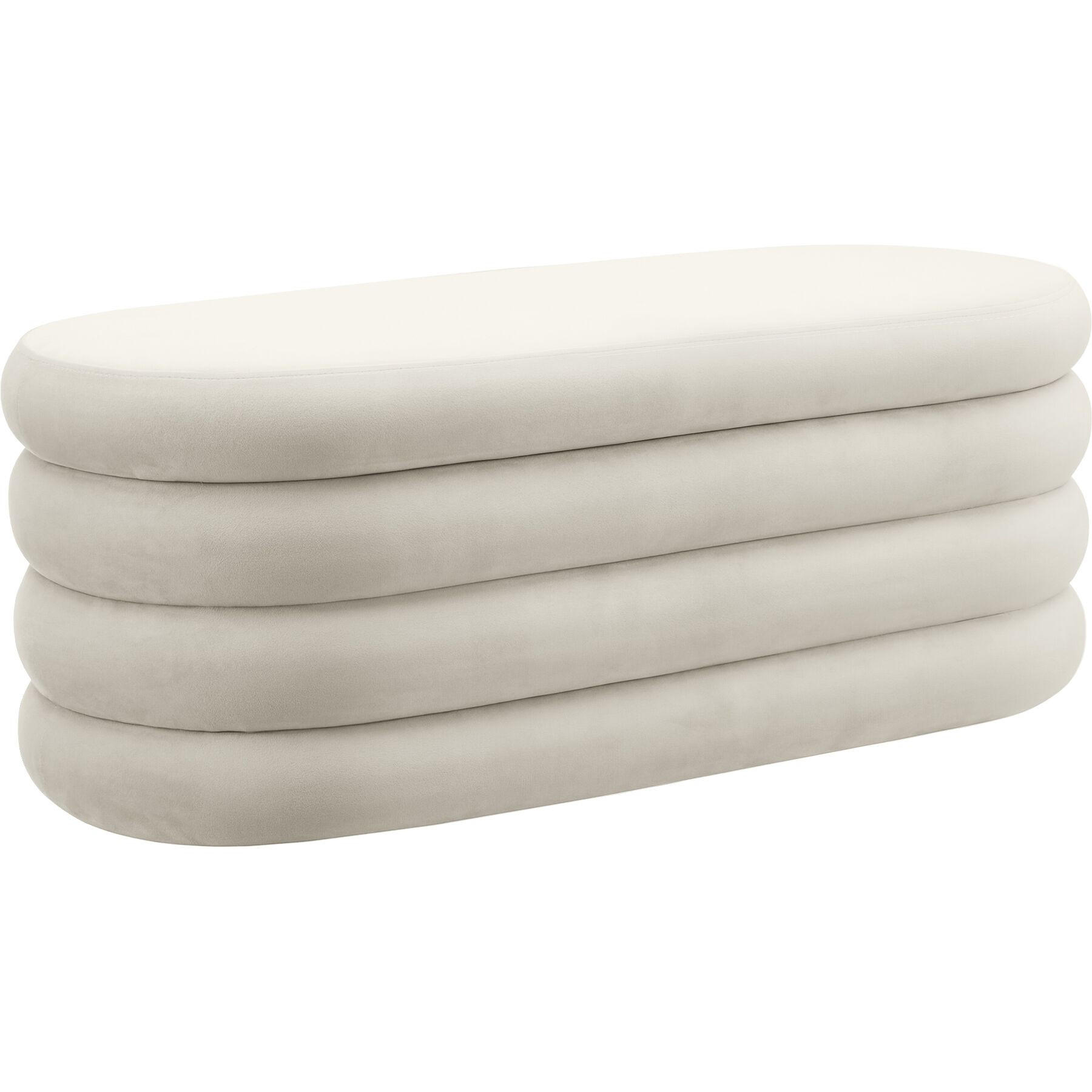 TRUHENBANK Altu,110 x 45 x 42 cm,Samtoptik creme-weiß - Weiß/Samtahornfarben, Holz (110/42/45cm) - tectake