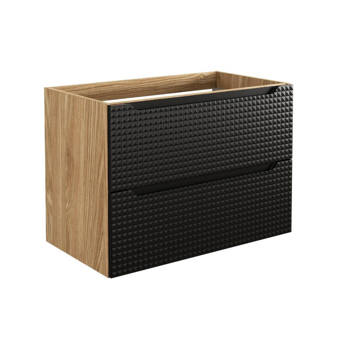 BADMÖBEL-SET 9 Teile - Luxor Black L BM113 in Schwarz/Geölte Eiche - Eichefarben/Schwarz, Holz (160/170/46cm)
