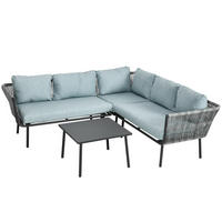 GARTENMÖBEL Set, Aluminium, Grau+Blau - Blau/Grau, Metall - Outsunny
