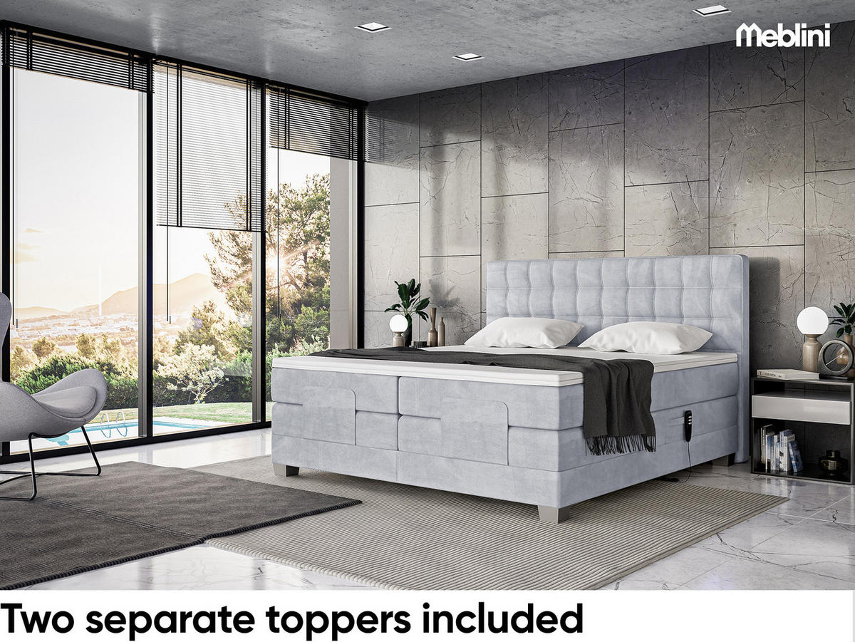 BOXSPRINGBETT Edison - Silberfarben/Hellgrau, Textil (200/200cm) - Meblini
