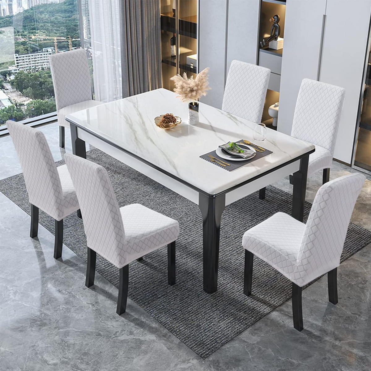 STUHLHUSSE Premium Wasserdicht Stretch Stuhlbezug Weiß 2 Stück - Weiß, Textil (45/45cm) - Kaket