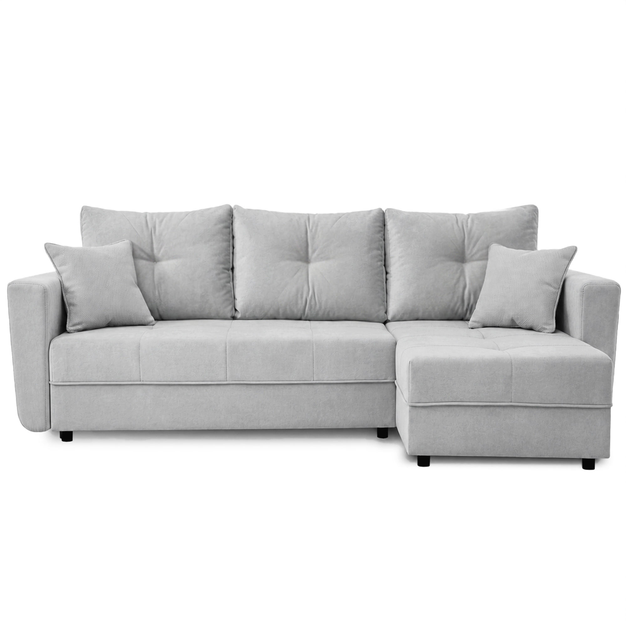 ECKSCHLAFSOFA Verona mit Bettkasten und universeller Ottomane 240 cm, Grau - Grau, Textil (240/148cm) - Beautysofa