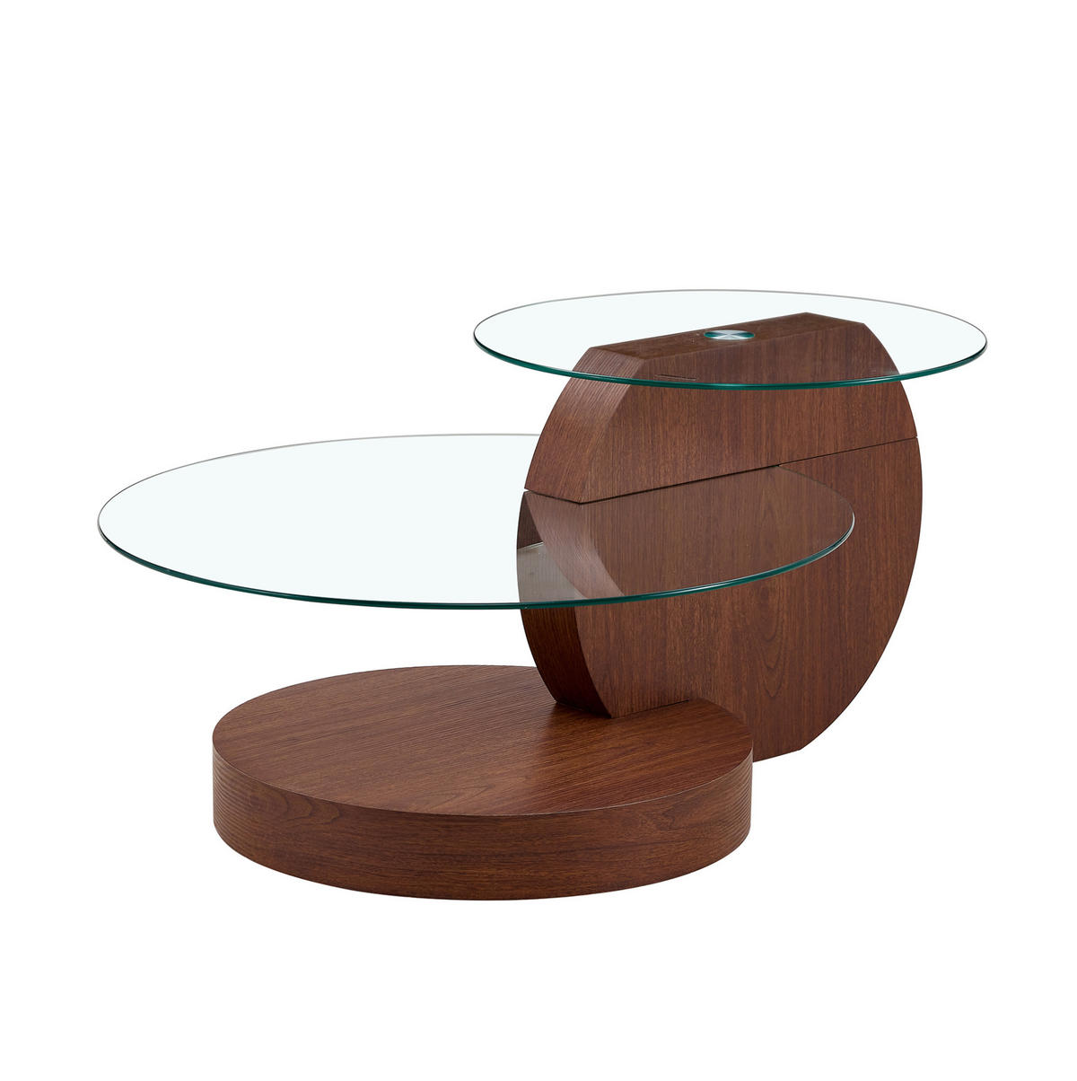 COUCHTISCH mit Glas aus MDF in Walnussoptik mit 2 Ebenen und Sicherheitsglas,70/70/44 cm - Walnussfarben, Holzwerkstoff (70/70/44cm) - Flora Grace