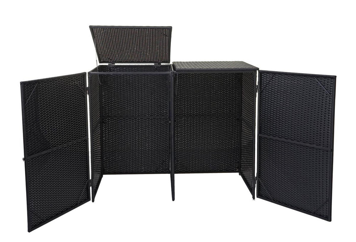 MÜLLTONNENVERKLEIDUNG 2er 176x130x131cm Schwarz - Schwarz, Metall (130/176/131cm) - PROREGAL