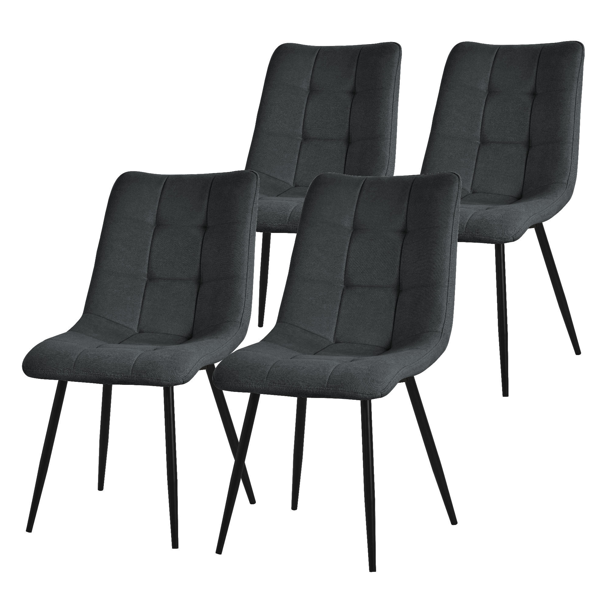 ML-DESIGN JÍDELNÍ ŽIDLE 4KS SADA antracitový látkový potah
