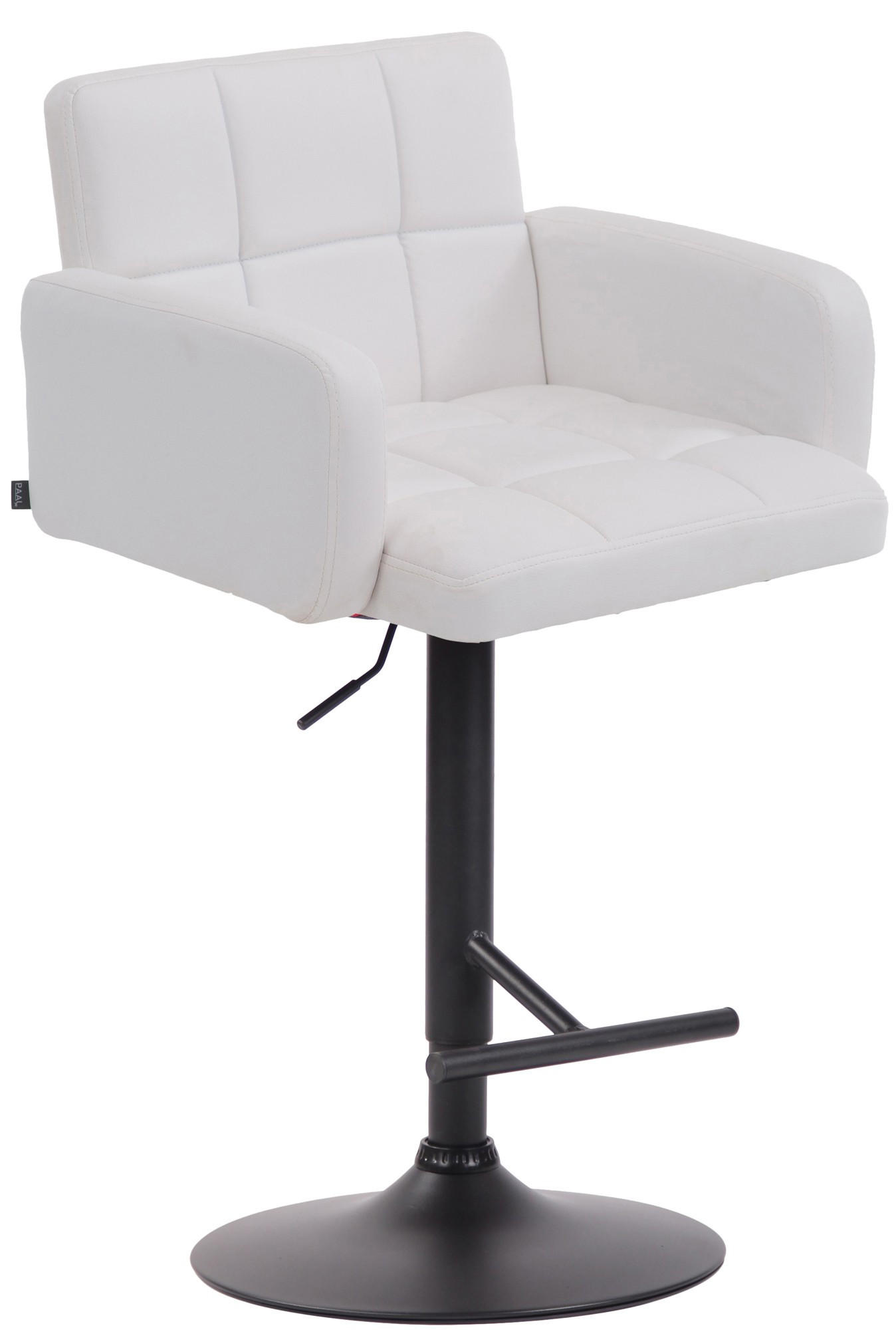 BARHOCKER Los Angeles schwarz weiß - Weiß, Leder (60/93/56cm) - furnicato
