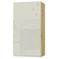 HÄNGESCHRANK Florence W4/50 Eiche Artisan / RAL 1013 perlweiß HG 50 / 32,5 / 96cm - Türanschlag links - Weiß Hochglanz/Eiche Artisan, Holz/Holzwerkstoff (50/96/32.5cm) - Feldmann-Wohnen