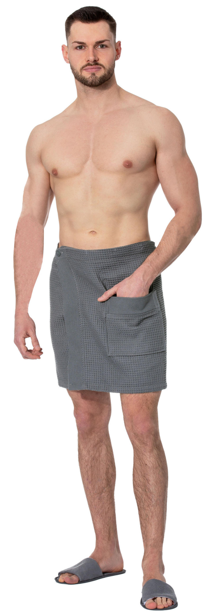 BADEMANTEL, Universalgröße, 100% Baumwolle, Grau - Anthrazit, Textil (Einheitsgrößecm) - Zollner