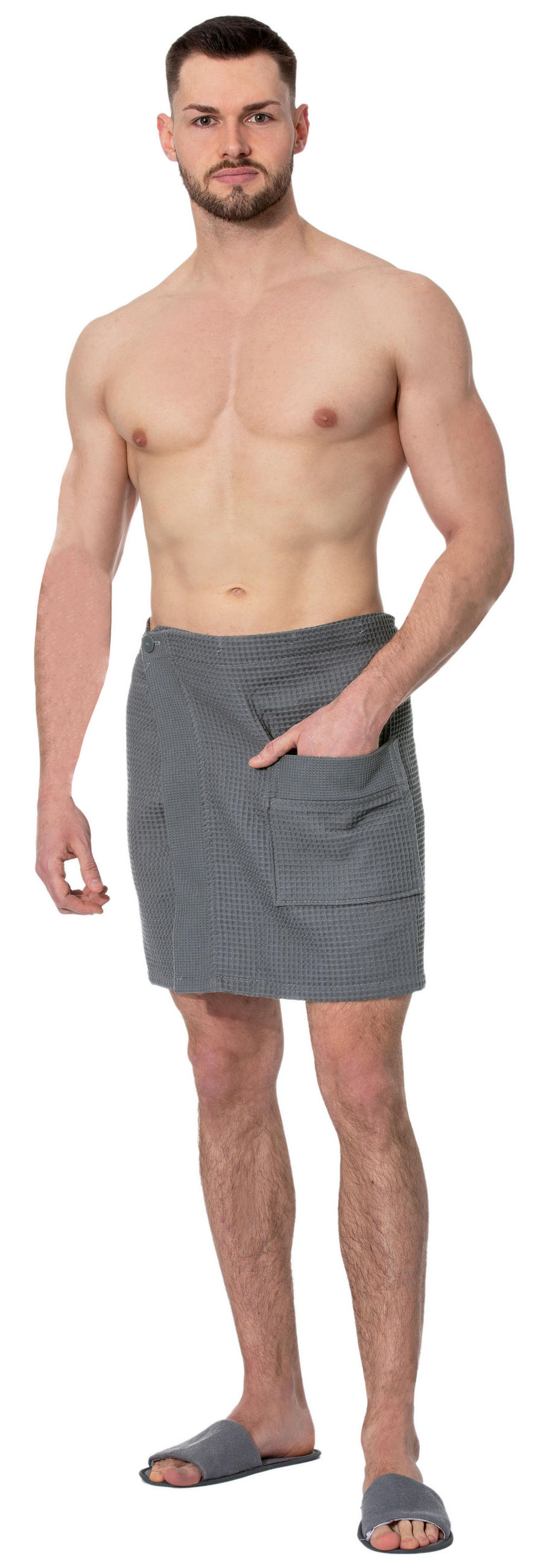 BADEMANTEL, Universalgröße, 100% Baumwolle, Grau - Anthrazit, Textil (Einheitsgrößecm) - Zollner