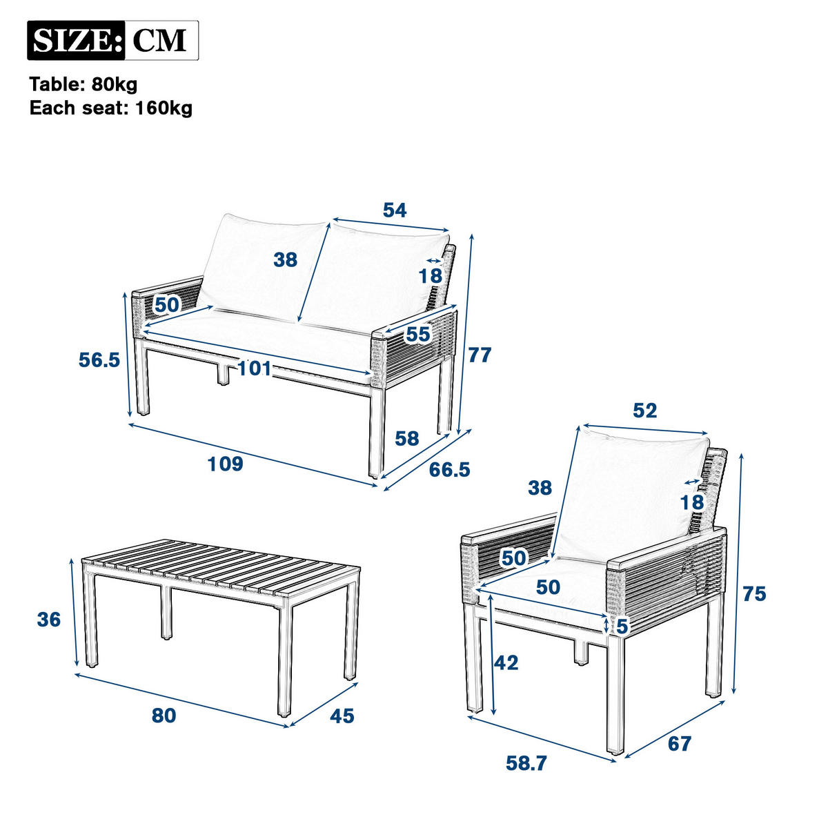 GARTENMÖBELSET Rattan Grau 4-tlg. - Grau, Metall - ComfortXL