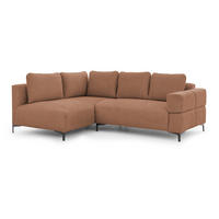 ECKSOFA Cardea in Bubble-Optik aus weichem Terrakotta Strukturstoff mit hohem Sitzkomfort - Ottomane links - Terracotta/Schwarz, Holz/Textil (170/230cm) - S-Style Möbel