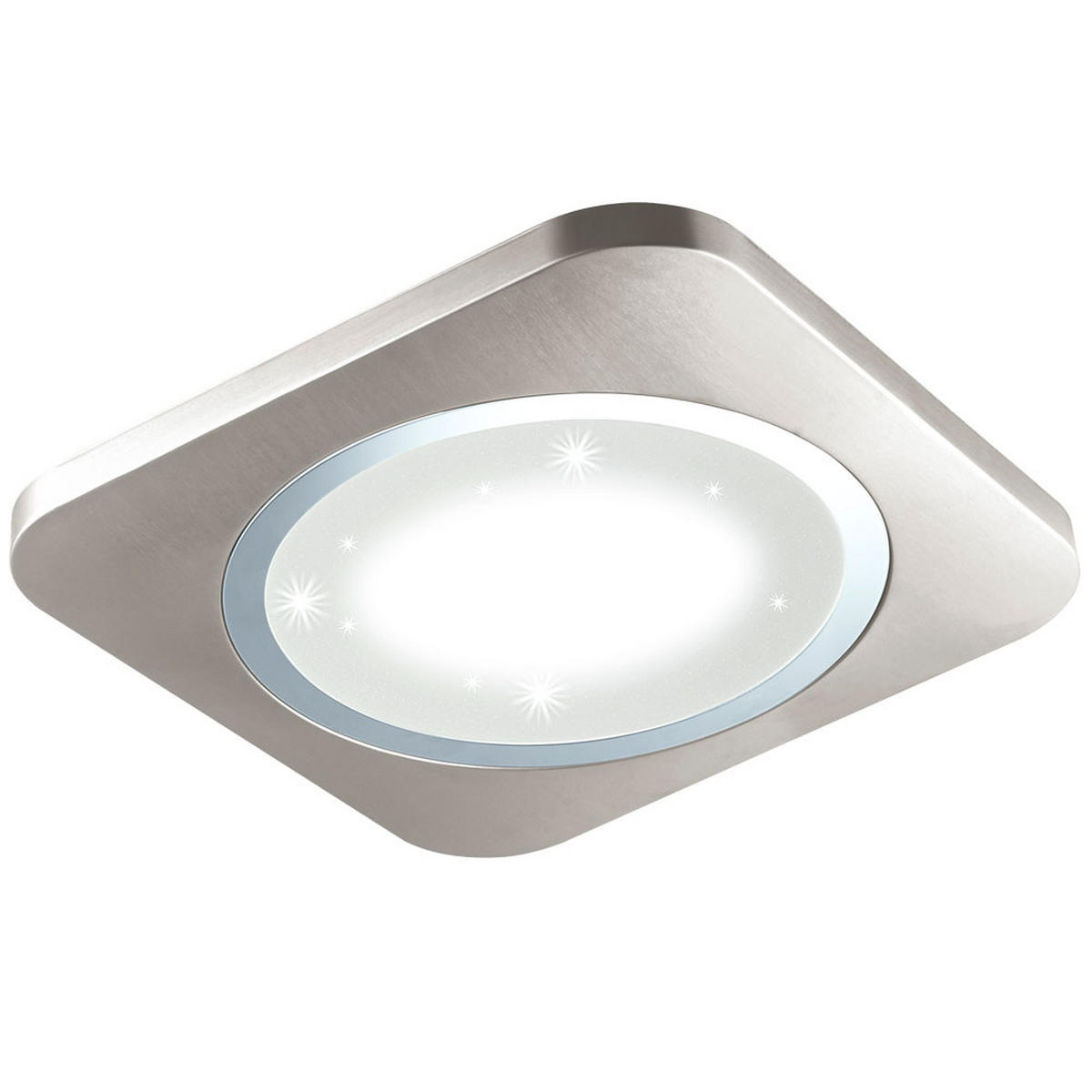 LED DECKENSPOT Kristalleffekt Silber Stahl - Silberfarben, Metall (51/51/4cm)