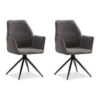 ARMLEHNSTUHL 2 Stück in Stahl drehbar Grau - Grau, Textil (61/93/60cm) - Homestyle4u