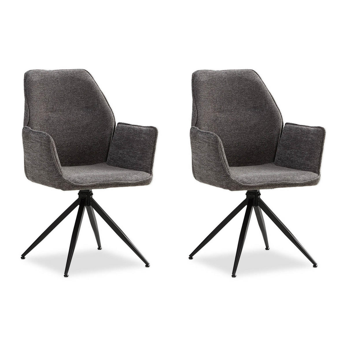 ARMLEHNSTUHL 2 Stück in Stahl drehbar Grau - Grau, Textil (61/93/60cm) - Homestyle4u
