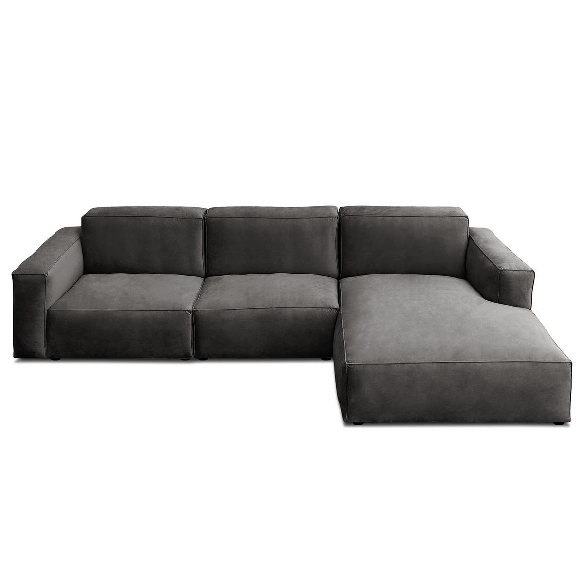 ECKSOFA mit Longchair - Schwarz/Grau, Kunststoff/Textil (345/170cm) - home24