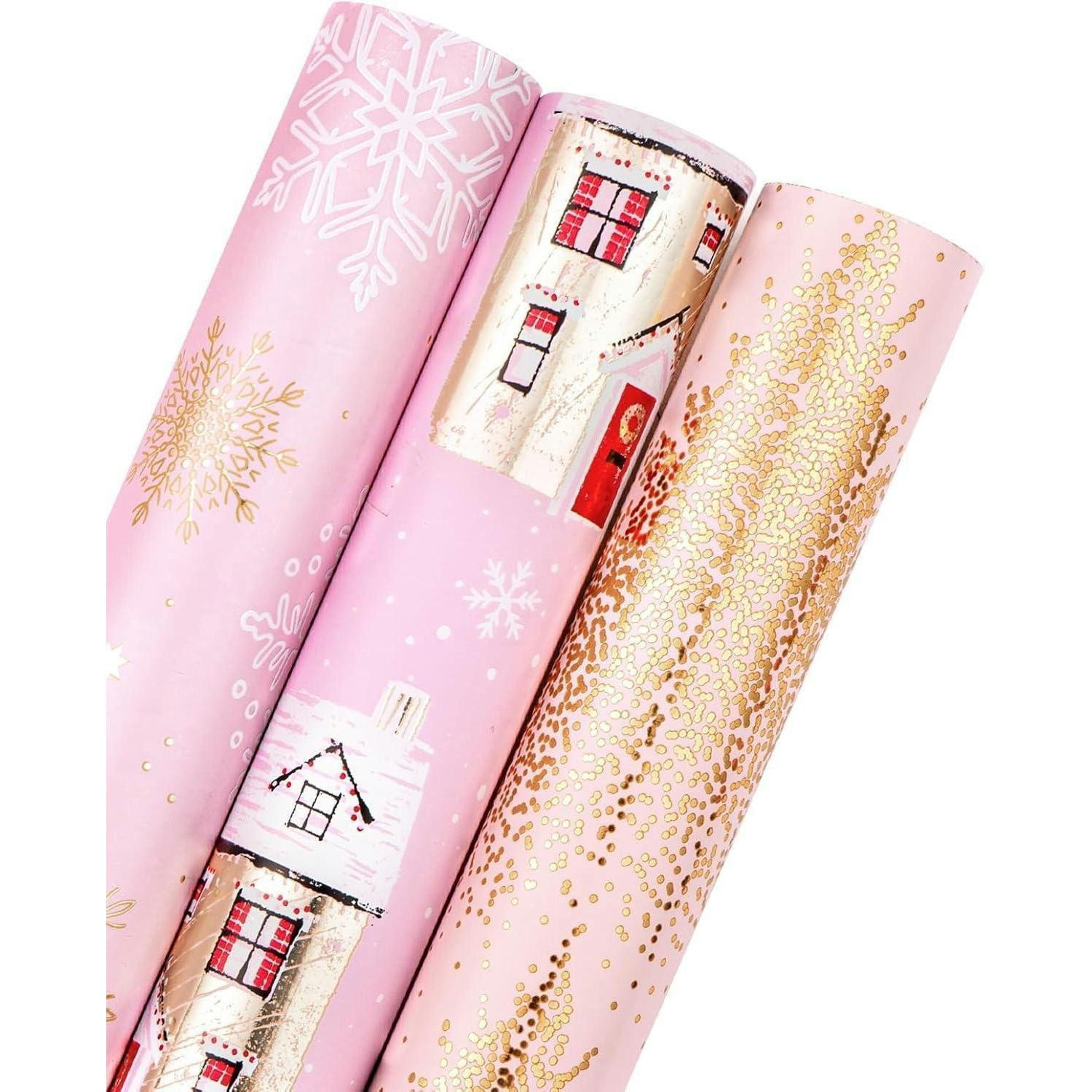 GESCHENKPAPIER 3-teiliges Set 43,2 cm x 3 m Rosa Gold - Multicolor, Papier (4/44/10cm)