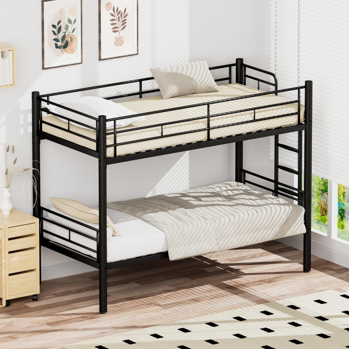 ETAGENBETT teilbar 90x190 cm Metall Schwarz - Schwarz, Metall (90/190cm) - Meubliv