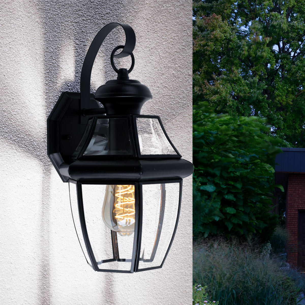 AUSSENLEUCHTE Laterne Stahl Glas Schwarz Matt - Schwarz, Glas (21/19.7/35.9cm)